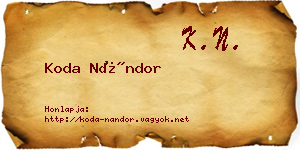 Koda Nándor névjegykártya
