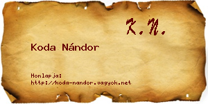 Koda Nándor névjegykártya